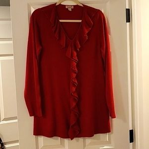 Holiday Perfect! Gorgeous Red Vneck Sweater with ruffle sweater
